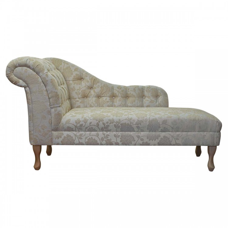 Buttoned Chaise Longue in a Woburn Gold Floral Fabric 17070 | Beaumont