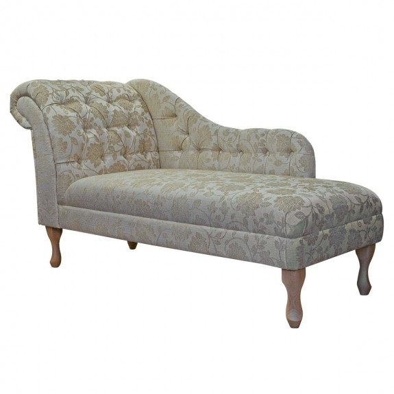 Buttoned Chaise Longue in a Woburn Gold Floral Fabric 17070 | Beaumont