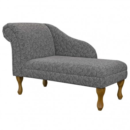 Medium Chaise Longue in Bergamo Floral Grey Fabric | Beaumont
