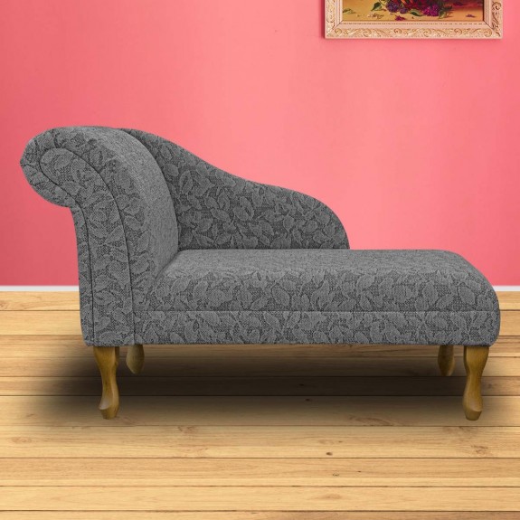 Medium Chaise Longue in Bergamo Floral Grey Fabric | Beaumont