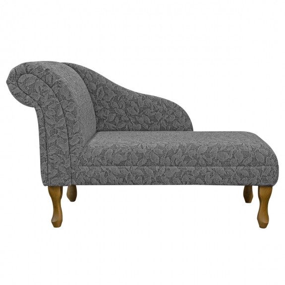 45" Medium Chaise Longue in Bergamo Floral Grey Fabric