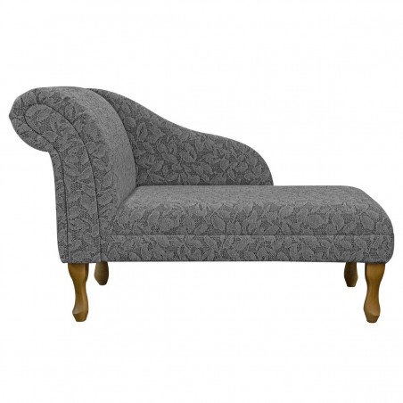 Medium Chaise Longue in Bergamo Floral Grey Fabric | Beaumont