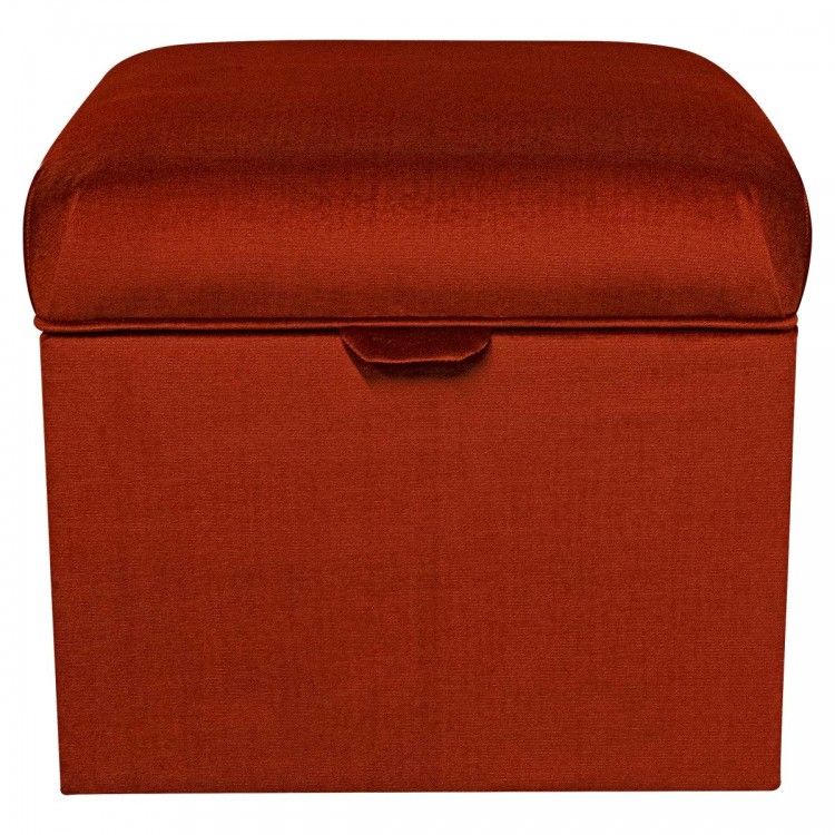 Square Storage Pouffe in Malta Apricot Velvet Fabric | Beaumont