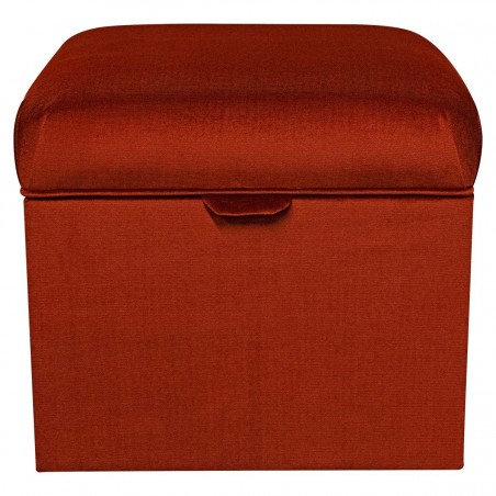 Square Storage Pouffe in Malta Apricot Velvet Fabric | Beaumont