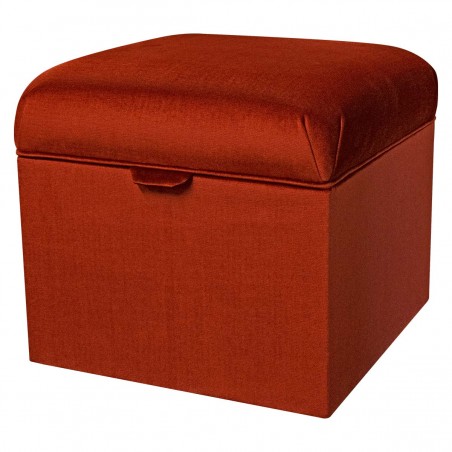 Square Storage Pouffe in Malta Apricot Velvet Fabric | Beaumont
