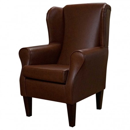 Wingback Chair in Lena Brandy Deluxe Genuine Leather | Beaumont