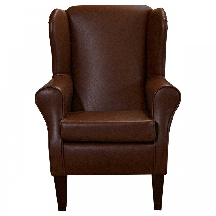 Wingback Chair in Lena Brandy Deluxe Genuine Leather | Beaumont