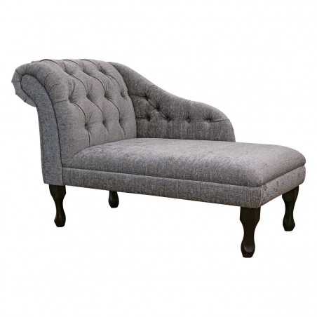 Buttoned Chaise Longue in Carlton Silver Modern Chenille | Beaumont