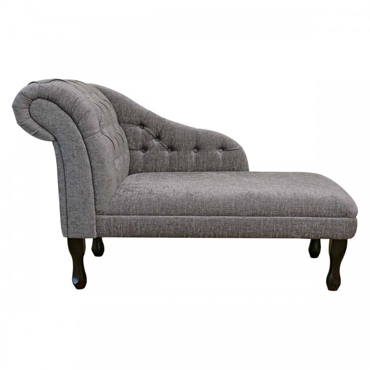 Buttoned Chaise Longue in Carlton Silver Modern Chenille | Beaumont
