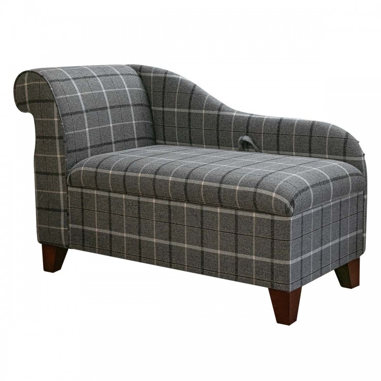 grey tartan small chaise lounge