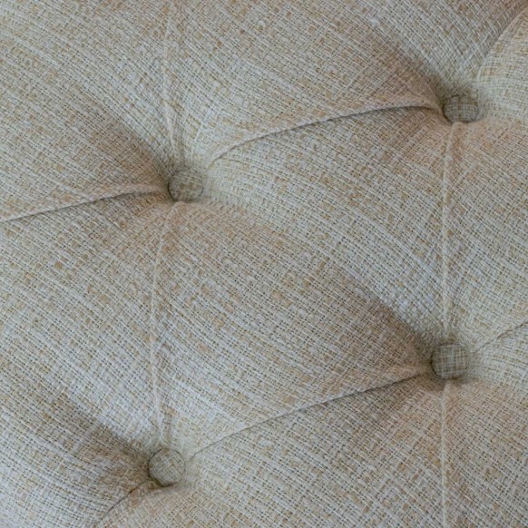 Buttoned Storage Bench Ottoman in Politano Cream Weave Fabric