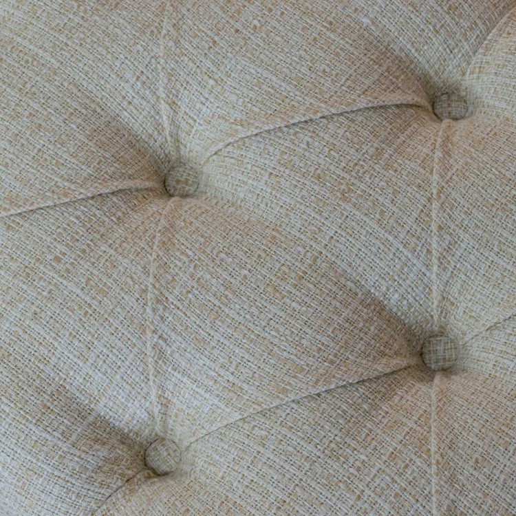 Buttoned Storage Bench Ottoman in Politano Cream Weave Fabric | Beaumont