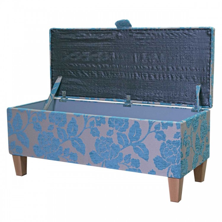 blue floral ottoman