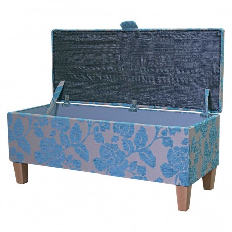 blue floral ottoman