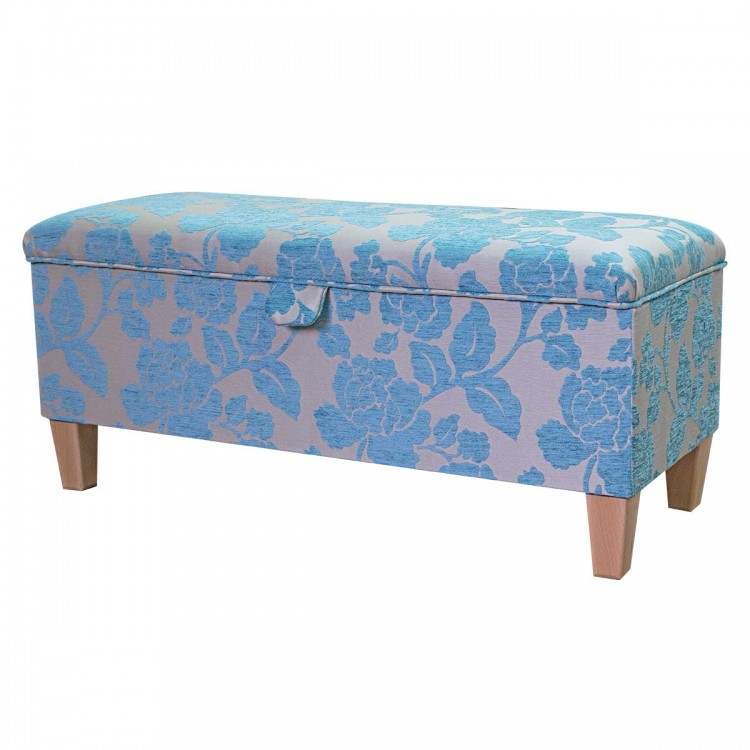 blue floral storage ottoman
