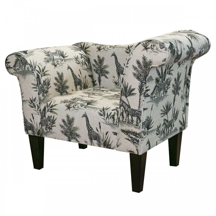 Chaise Chair in Safari Wildlife Cotton-Linen Blend Fabric | Beaumont