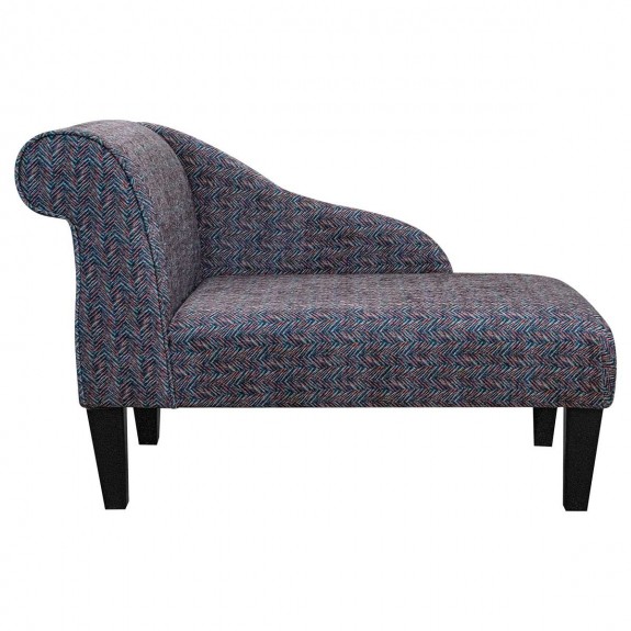 LUXE 41" Mini Chaise Longue in Accento Chevron Teal Orange Fabric