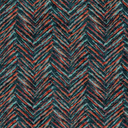 Chaise Longue in Accento Chevron Teal Orange Fabric ACC3100 | Beaumont