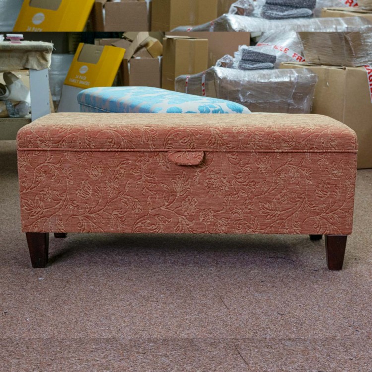 Handmade Storage Bench in Terracotta Vintage Floral Fabric | Beaumont
