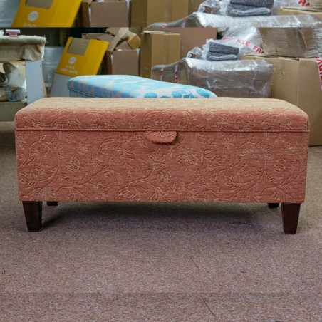 Handmade Storage Bench in Terracotta Vintage Floral Fabric | Beaumont