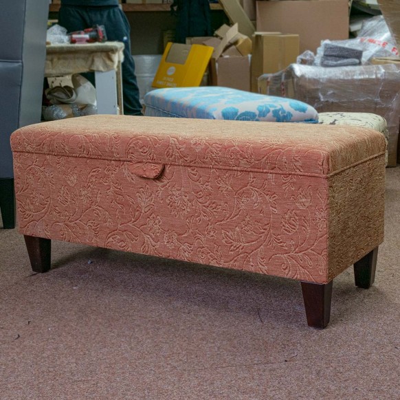 Handmade Storage Bench in Terracotta Vintage Floral Fabric | Beaumont