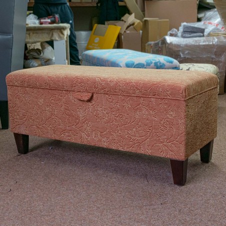 Handmade Storage Bench in Terracotta Vintage Floral Fabric | Beaumont