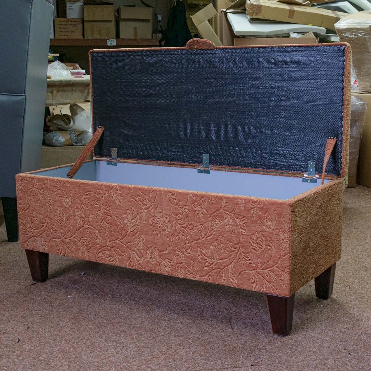 Handmade Storage Bench in Terracotta Vintage Floral Fabric | Beaumont