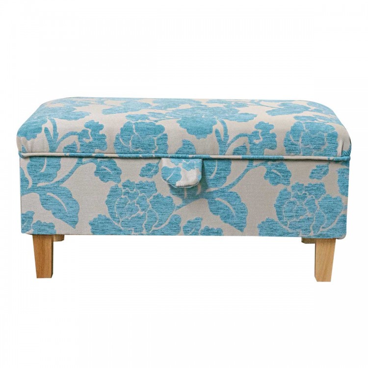 blue floral footstool