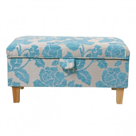 blue floral footstool