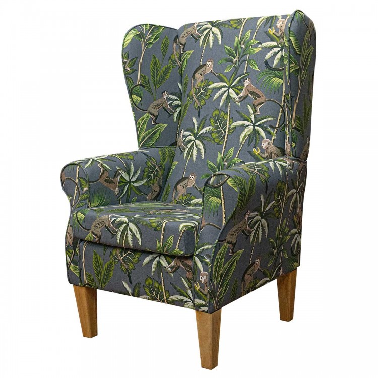 Large High Back Chair in a Monkey Grey 100% Cotton Fabric | Beaumont