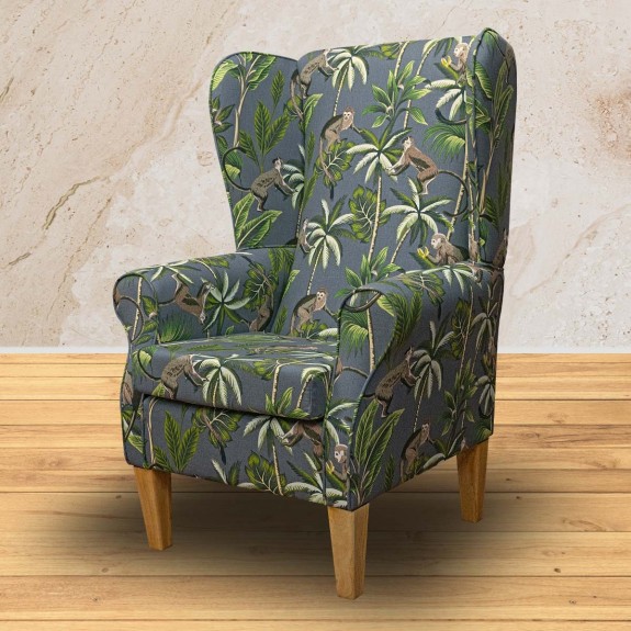 Large High Back Chair in a Monkey Grey 100% Cotton Fabric | Beaumont