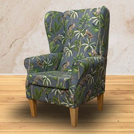 Large High Back Chair in a Monkey Grey 100% Cotton Fabric | Beaumont