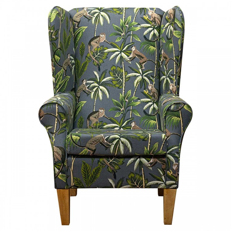 Large High Back Chair in a Monkey Grey 100% Cotton Fabric | Beaumont