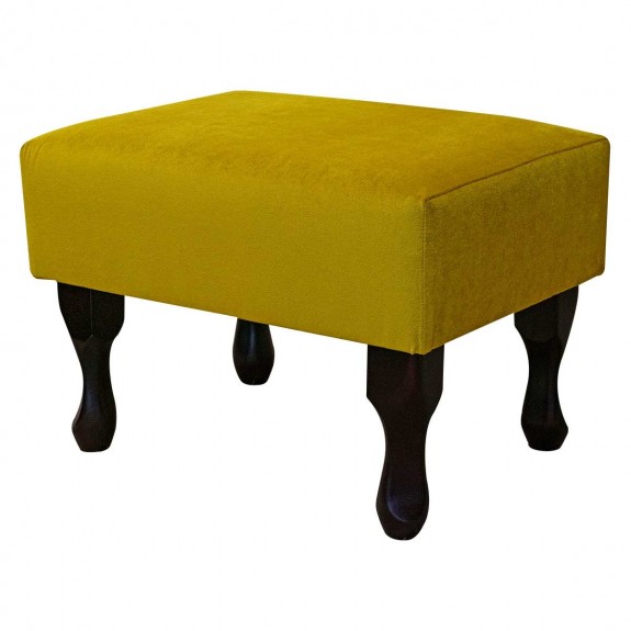 Small Footstool in AquaVelvet Ochre Velvet Fabric SR19222 | Beaumont