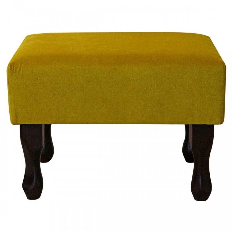 Small Footstool in AquaVelvet Ochre Velvet Fabric SR19222 | Beaumont