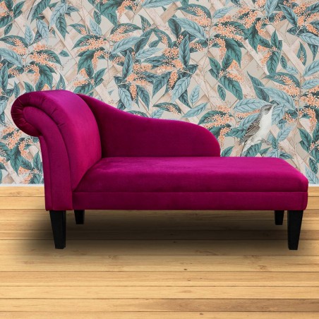 Medium Chaise Longue in Monaco Boysenberry Fabric | Beaumont