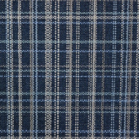 Storage Footstool Ottoman in Lomond Check Denim Fabric | Beaumont