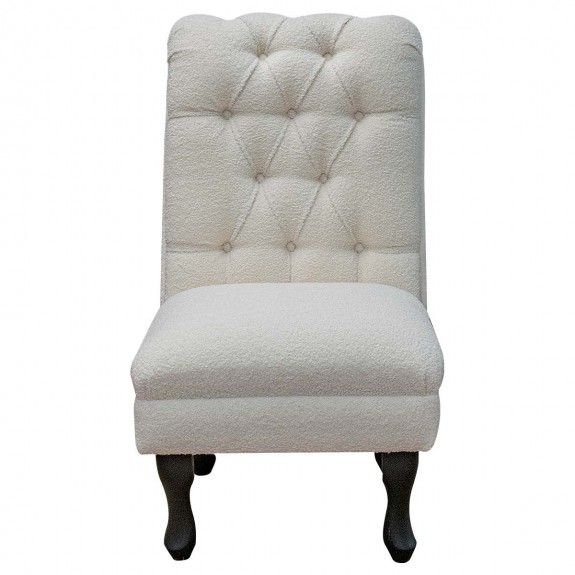 Buttoned Bedroom Chair in Teddy Ivory Fleece Borg Fabric