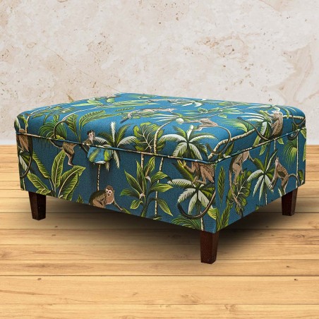 Storage PLUS Ottoman in Fryetts Monkey Teal Fabric | Beaumont