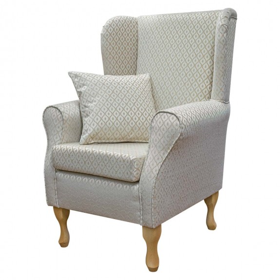 Standard Wingback Fireside Chair in Woburn Trellis Beige Fabric