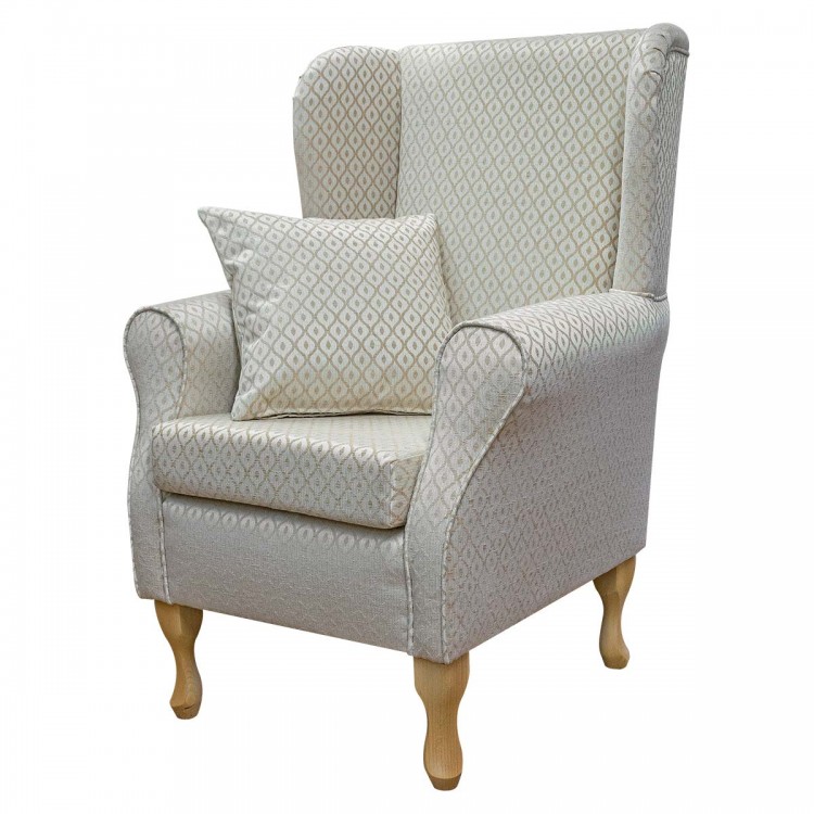 Standard Wingback Chair in Woburn Trellis Beige Fabric | Beaumont