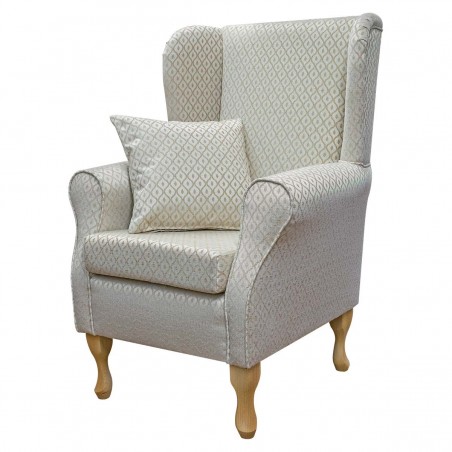 Standard Wingback Chair in Woburn Trellis Beige Fabric | Beaumont