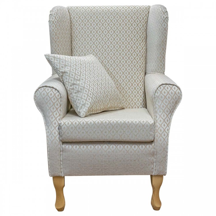 Standard Wingback Chair in Woburn Trellis Beige Fabric | Beaumont