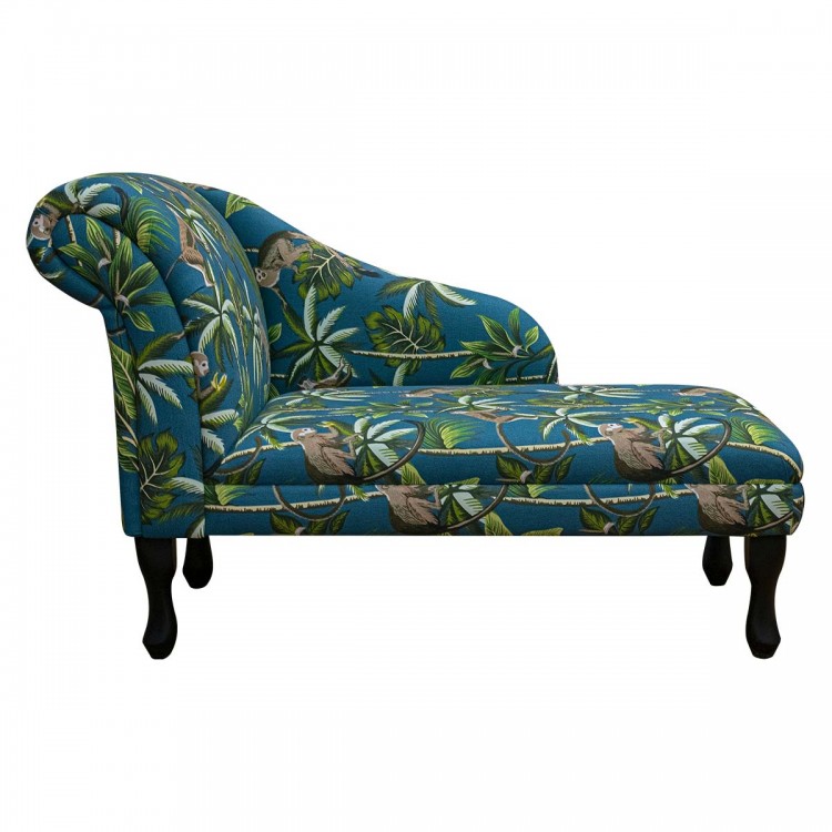 Medium Chaise Longue in a Monkey Teal 100% Cotton Fabric | Beaumont