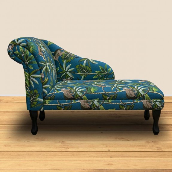 Medium Chaise Longue in a Monkey Teal 100% Cotton Fabric | Beaumont