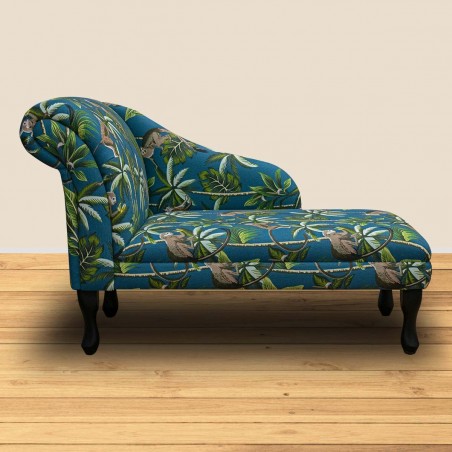Medium Chaise Longue in a Monkey Teal 100% Cotton Fabric | Beaumont