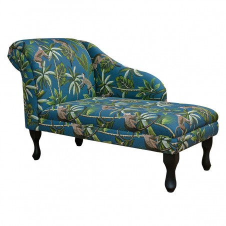 Medium Chaise Longue in a Monkey Teal 100% Cotton Fabric | Beaumont
