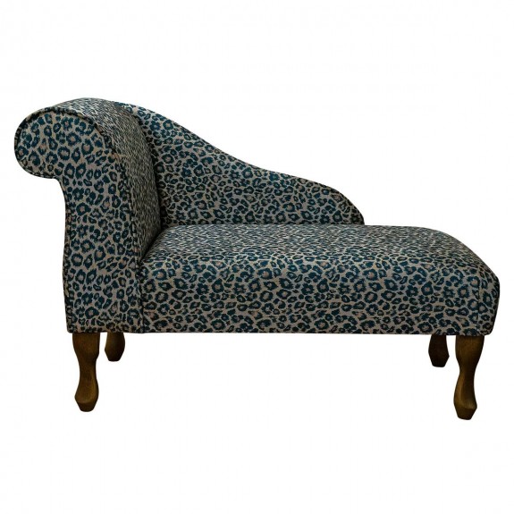 LUXE 41" Mini Chaise Longue in Prints Leopard Print Fabric