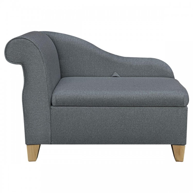 Storage Chaise Longue in a Dundee Herringbone Grey Fabric | Beaumont