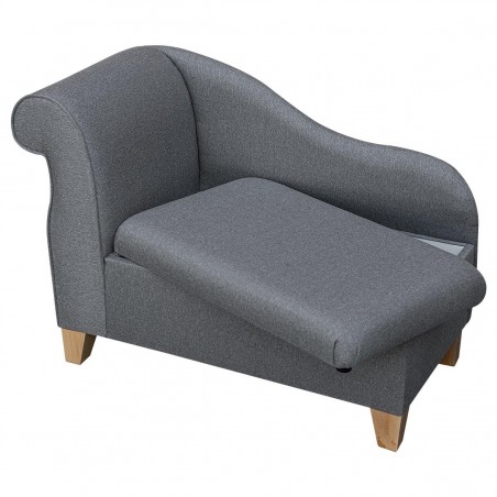 Storage Chaise Longue in a Dundee Herringbone Grey Fabric | Beaumont